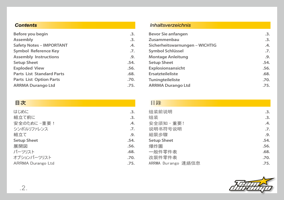 Team Durango DEST210R User Manual | Page 2 / 76