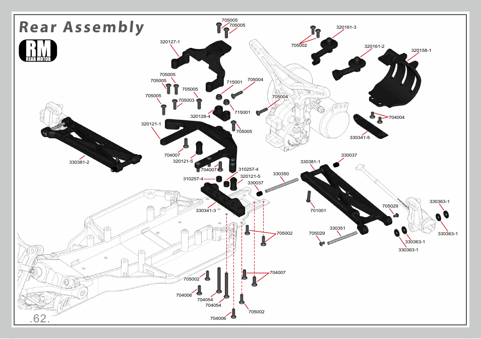 Rear assembly | Team Durango DEST210R User Manual | Page 62 / 76