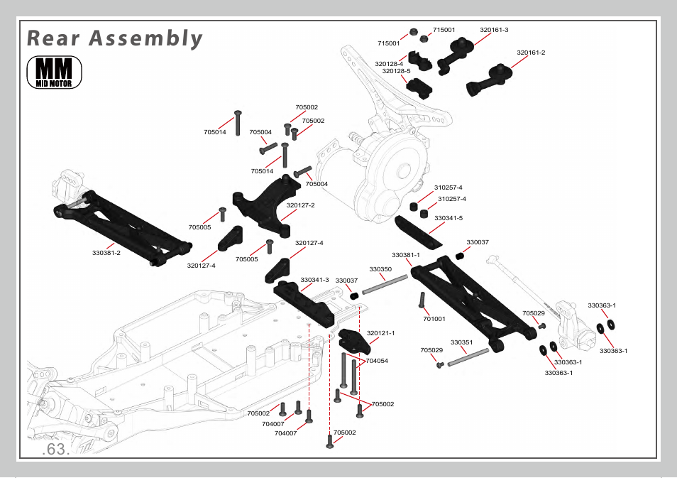 Rear assembly | Team Durango DEST210R User Manual | Page 63 / 76