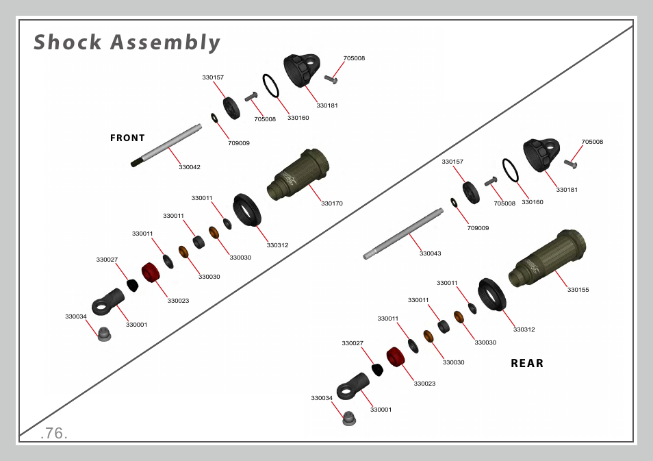 Shock assembly, Rear, Front | Team Durango DESC410 v2 User Manual | Page 76 / 86