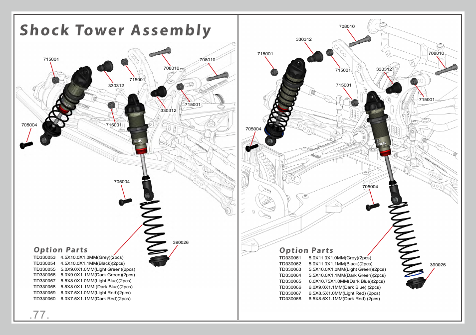 Shock tower assembly, Option parts | Team Durango DESC410 v2 User Manual | Page 77 / 86