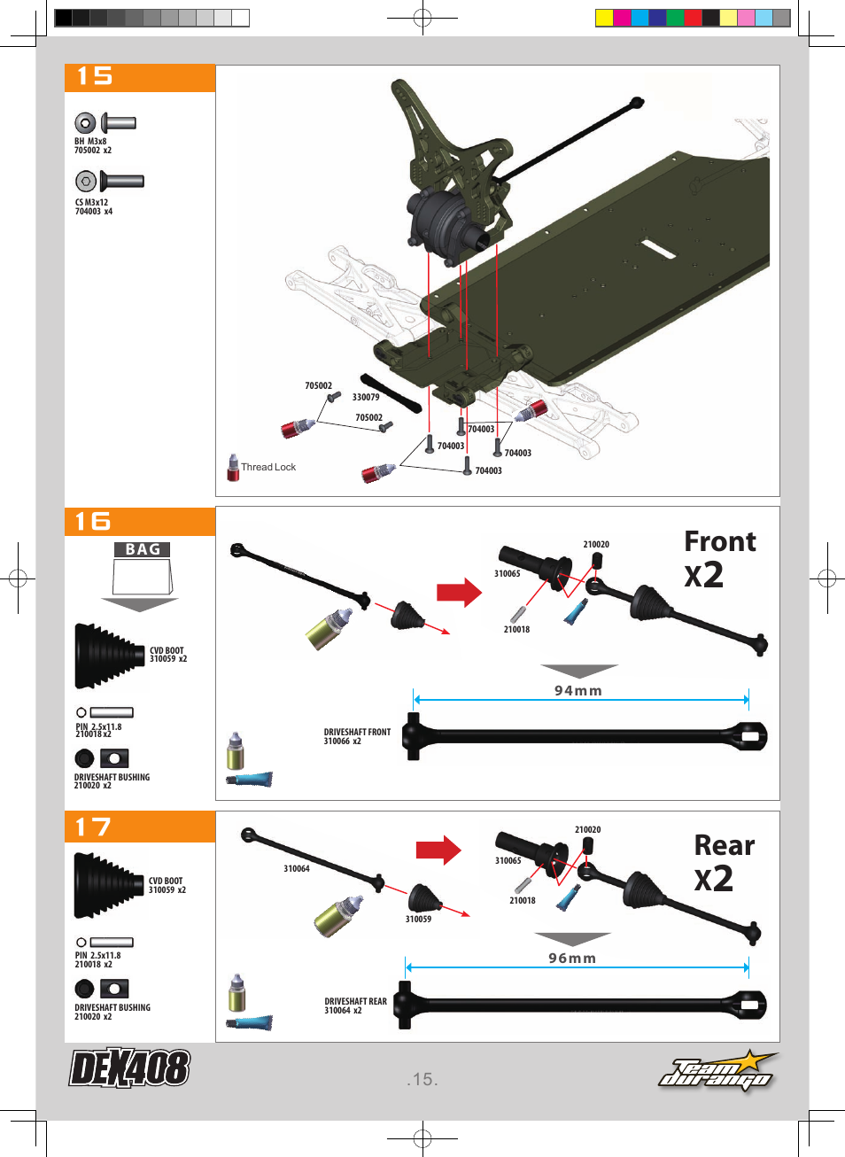 Front rear x | Team Durango DEX408 User Manual | Page 15 / 44