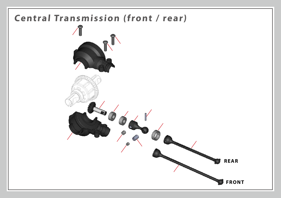 Central transmission (front / rear), Front rear | Team Durango DEX410 v3 User Manual | Page 60 / 76