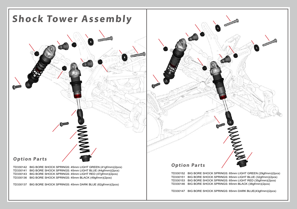 Shock tower assembly, Option parts | Team Durango DEX410 v3 User Manual | Page 68 / 76