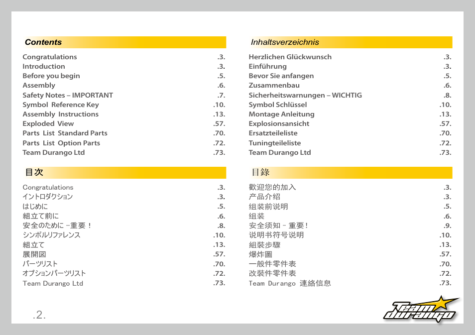 Team Durango DEX410R v3 User Manual | Page 2 / 76