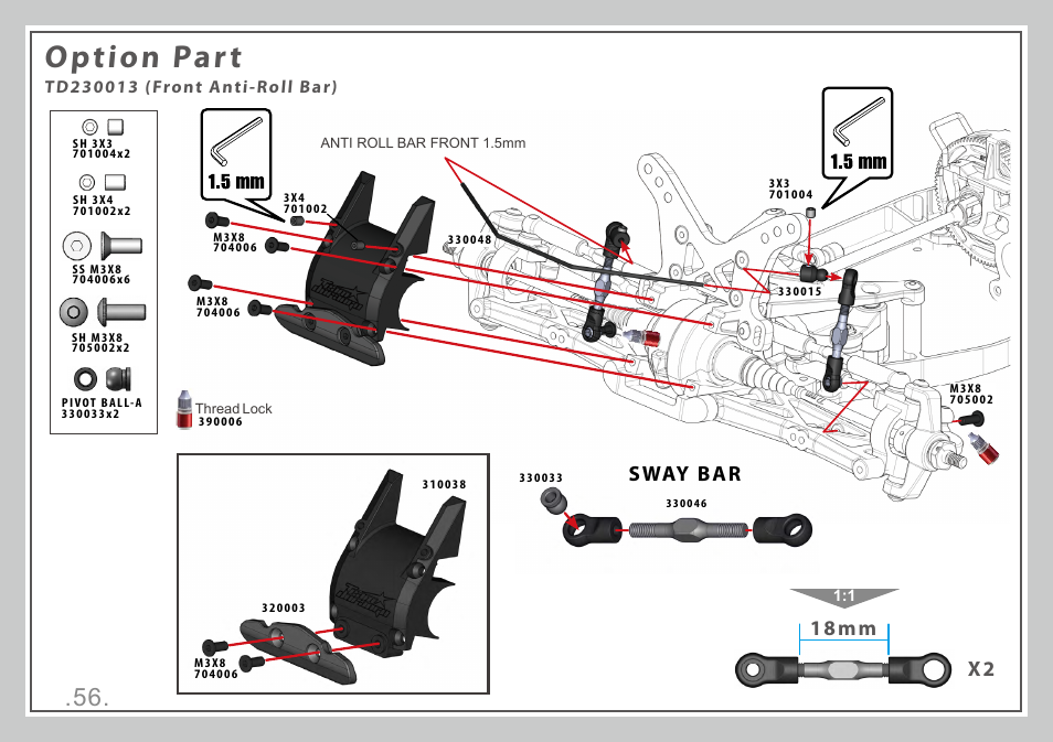 Option part, 18mm x2 sway bar | Team Durango DEX410R v3 User Manual | Page 56 / 76