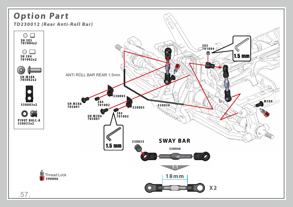 Option part, 18mm x2 sway bar | Team Durango DEX410R v3 User Manual | Page 57 / 76