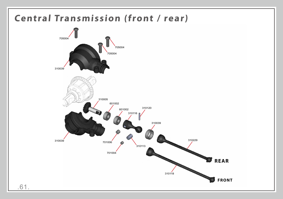 Central transmission (front / rear), Rear | Team Durango DEX410R v3 User Manual | Page 61 / 76