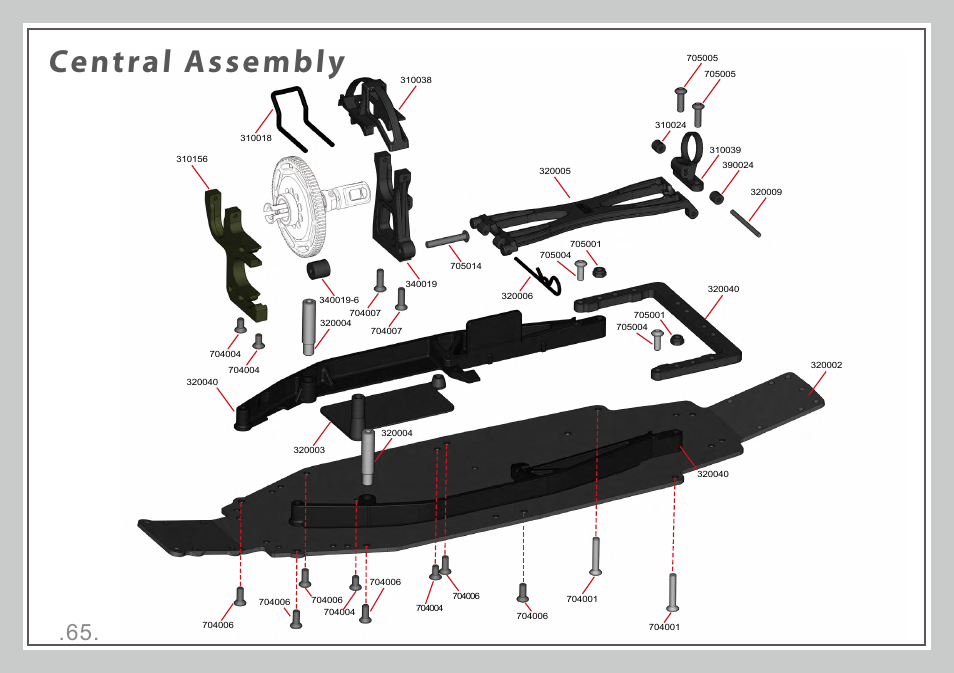 Central assembly | Team Durango DEX410R v3 User Manual | Page 65 / 76