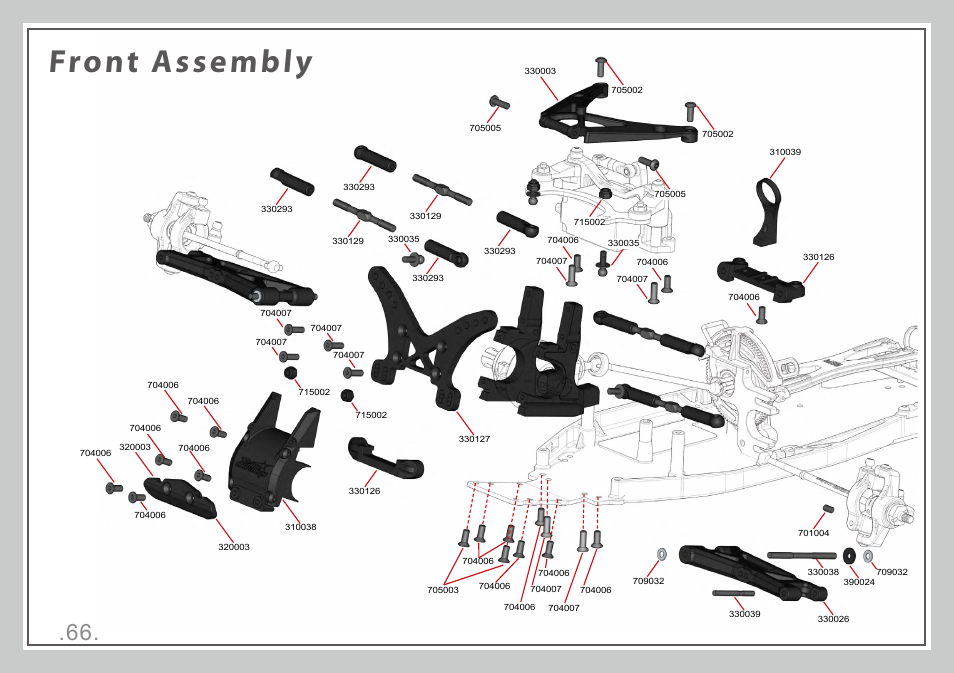 Front assembly | Team Durango DEX410R v3 User Manual | Page 66 / 76