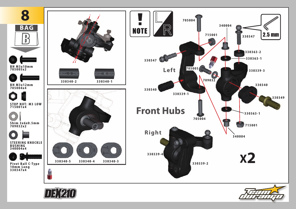 Front hubs | Team Durango DEX210 User Manual | Page 17 / 72