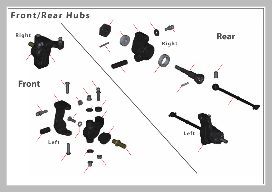 Front/rear hubs, Front, Rear | Right, Left | Team Durango DEX210 User Manual | Page 58 / 72