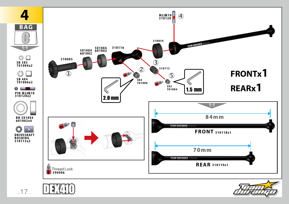 Frontx, Rearx | Team Durango DEX410 User Manual | Page 17 / 76