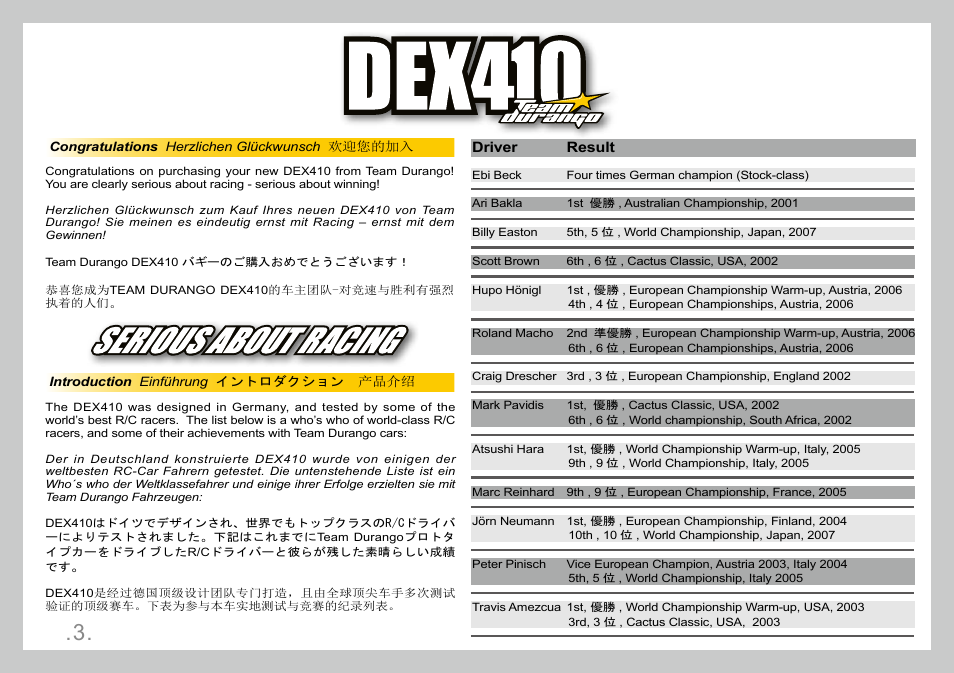 Team Durango DEX410 User Manual | Page 3 / 76