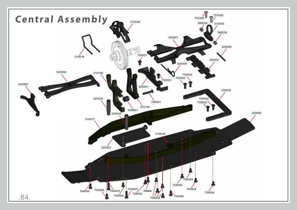 Central assembly | Team Durango DEX410 User Manual | Page 64 / 76