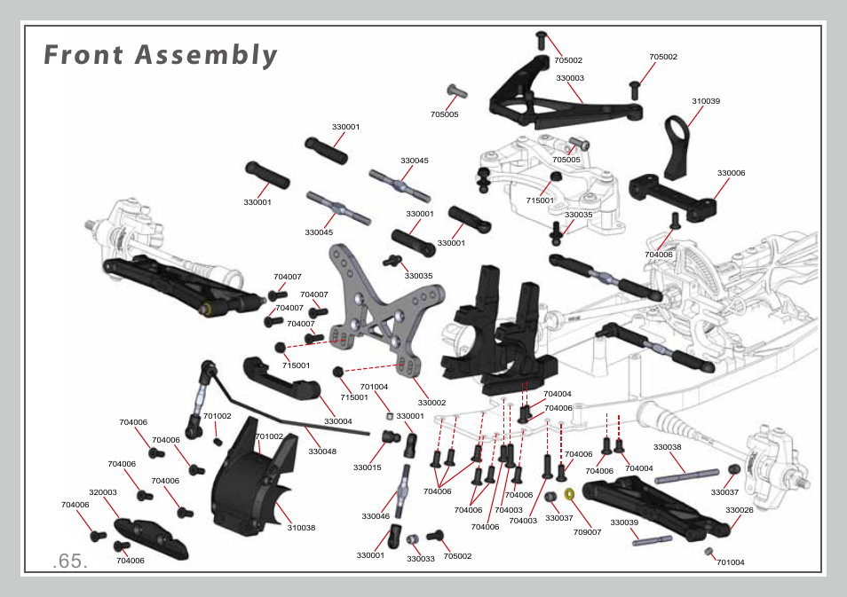 Front assembly | Team Durango DEX410 User Manual | Page 65 / 76