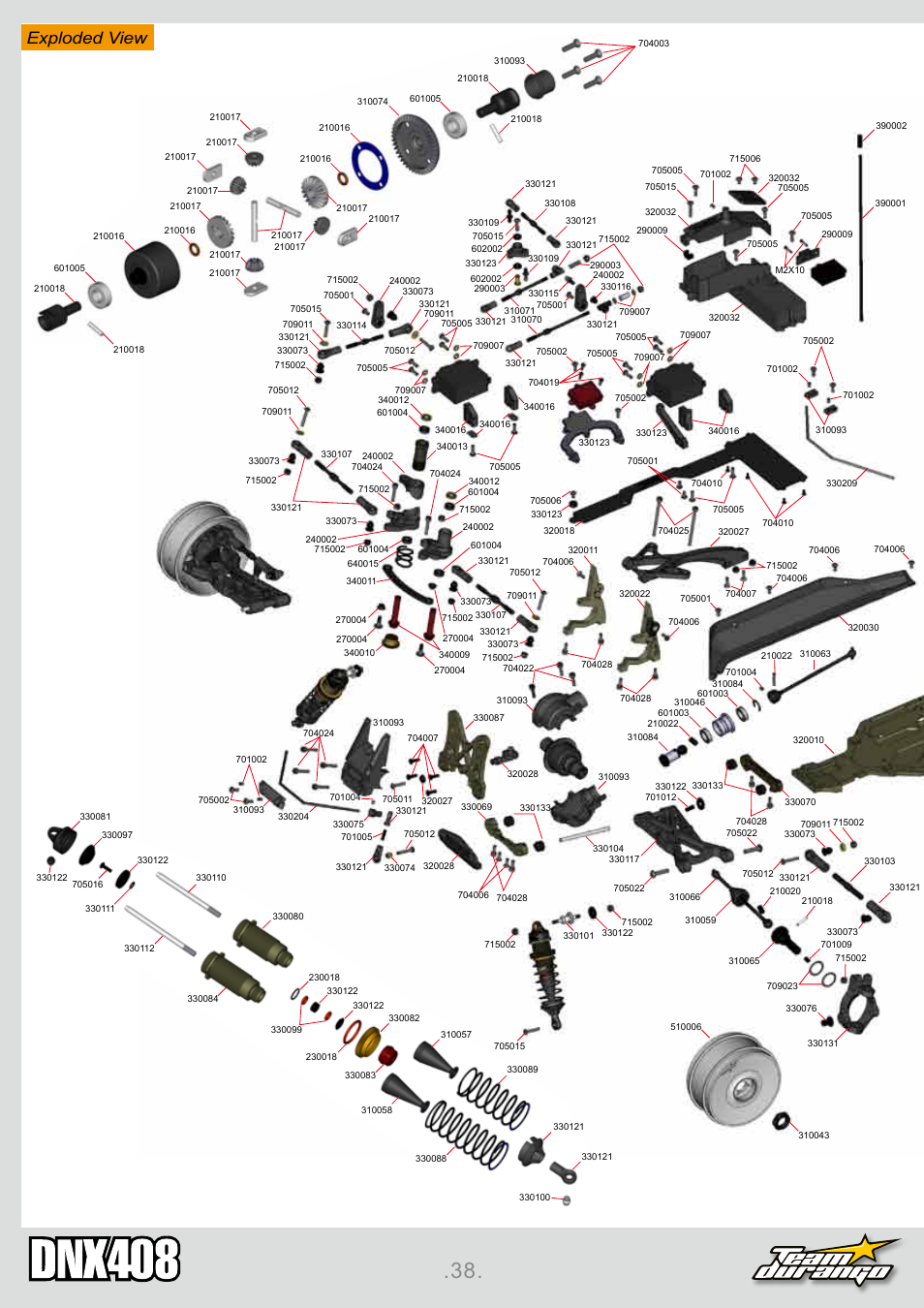 Exploded view | Team Durango DNX408 User Manual | Page 38 / 44