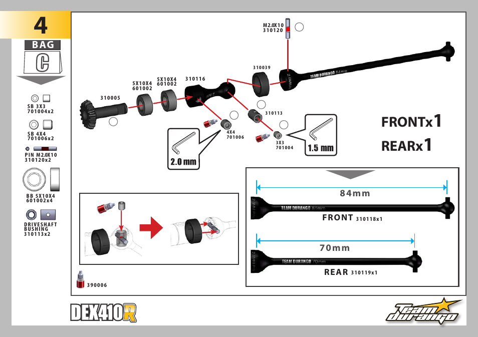 Frontx, Rearx | Team Durango DEX410R User Manual | Page 17 / 76
