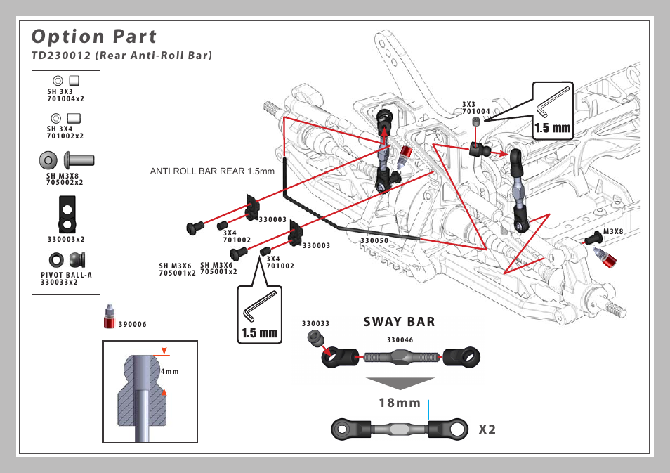 Option part, 18mm x2 sway bar | Team Durango DEX410R User Manual | Page 58 / 76