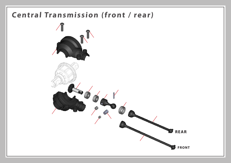 Central transmission (front / rear), Rear | Team Durango DEX410R User Manual | Page 62 / 76