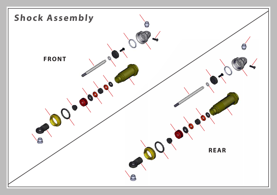 Shock assembly, Front rear | Team Durango DEX410R User Manual | Page 69 / 76