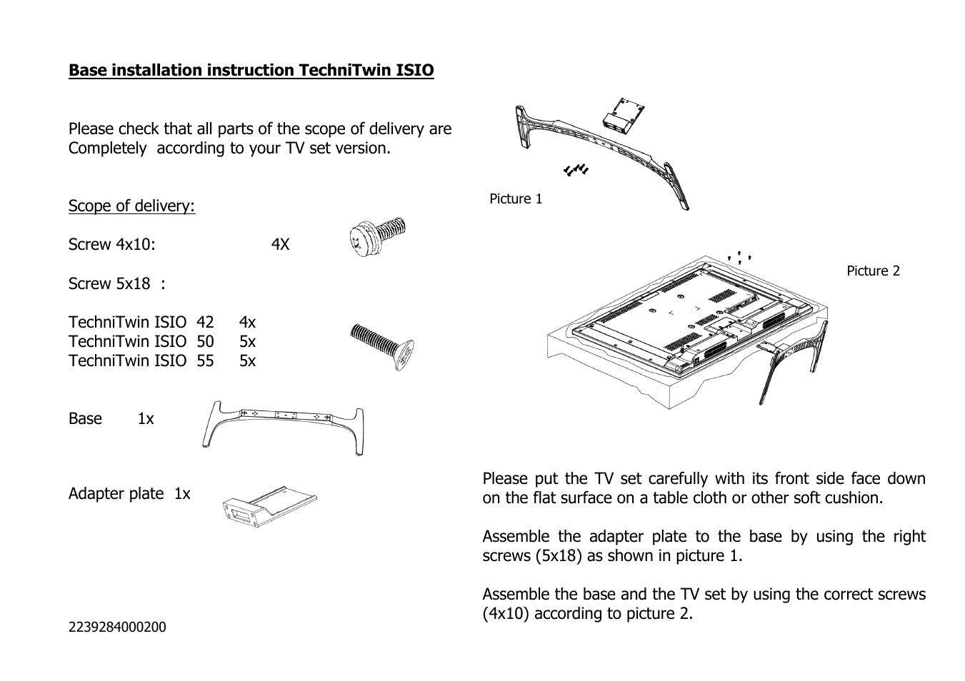 TechniSat TechniTwin ISIO 55 Mounting instruction User Manual | 1 page