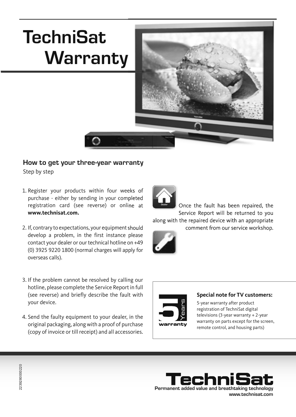 Technisat warranty | TechniSat TechniVision ISIO 55 User Manual | Page 41 / 44