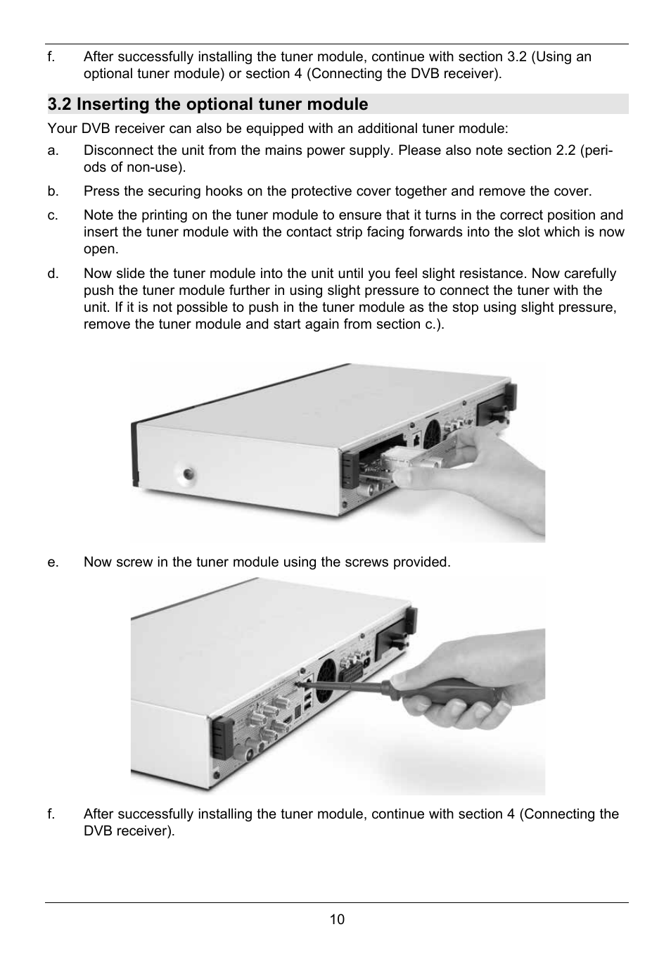 2 inserting the optional tuner module | TechniSat TechniCorder ISIO STC User Manual | Page 10 / 64