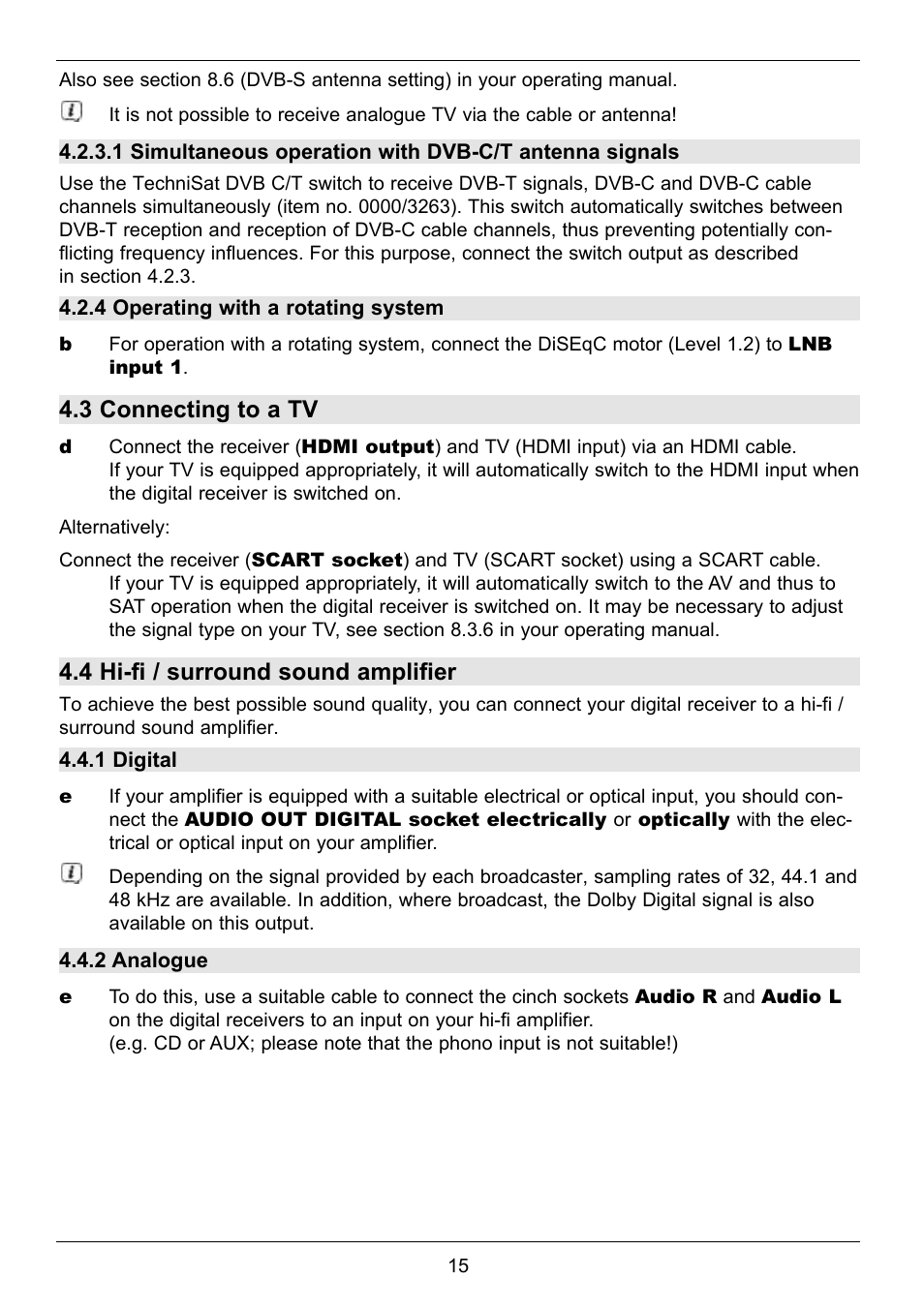 3 connecting to a tv, 4 hi-fi / surround sound amplifier | TechniSat TechniCorder ISIO STC User Manual | Page 15 / 64
