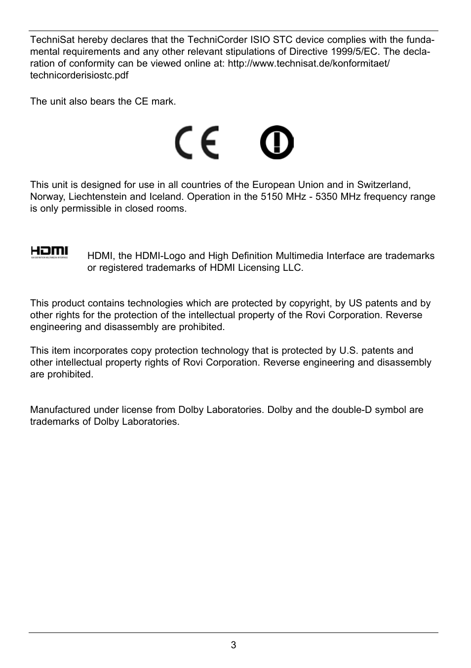 TechniSat TechniCorder ISIO STC User Manual | Page 3 / 64