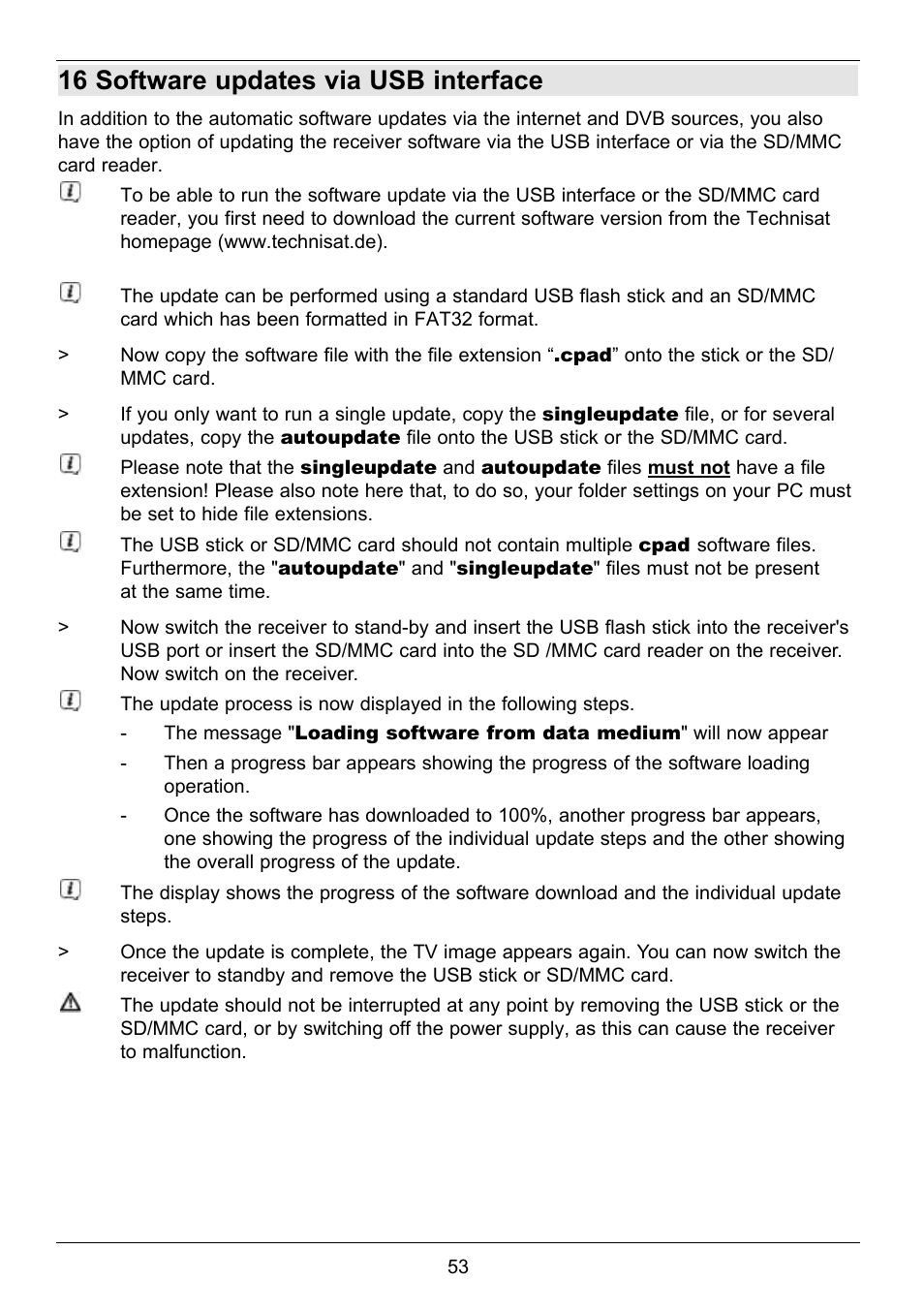 16 software updates via usb interface | TechniSat TechniCorder ISIO STC User Manual | Page 53 / 64