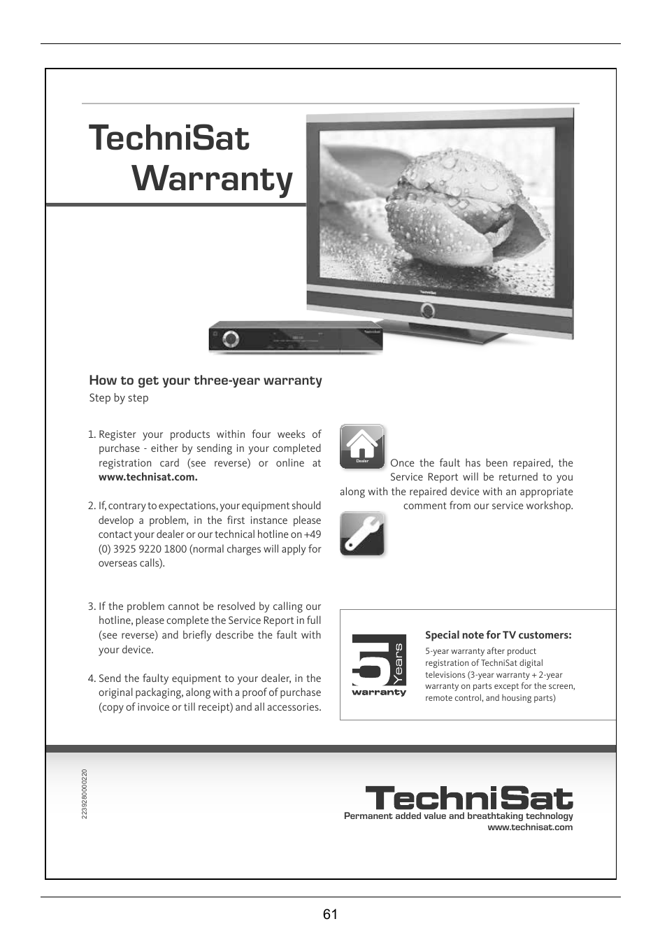 Technisat warranty | TechniSat TechniCorder ISIO STC User Manual | Page 61 / 64