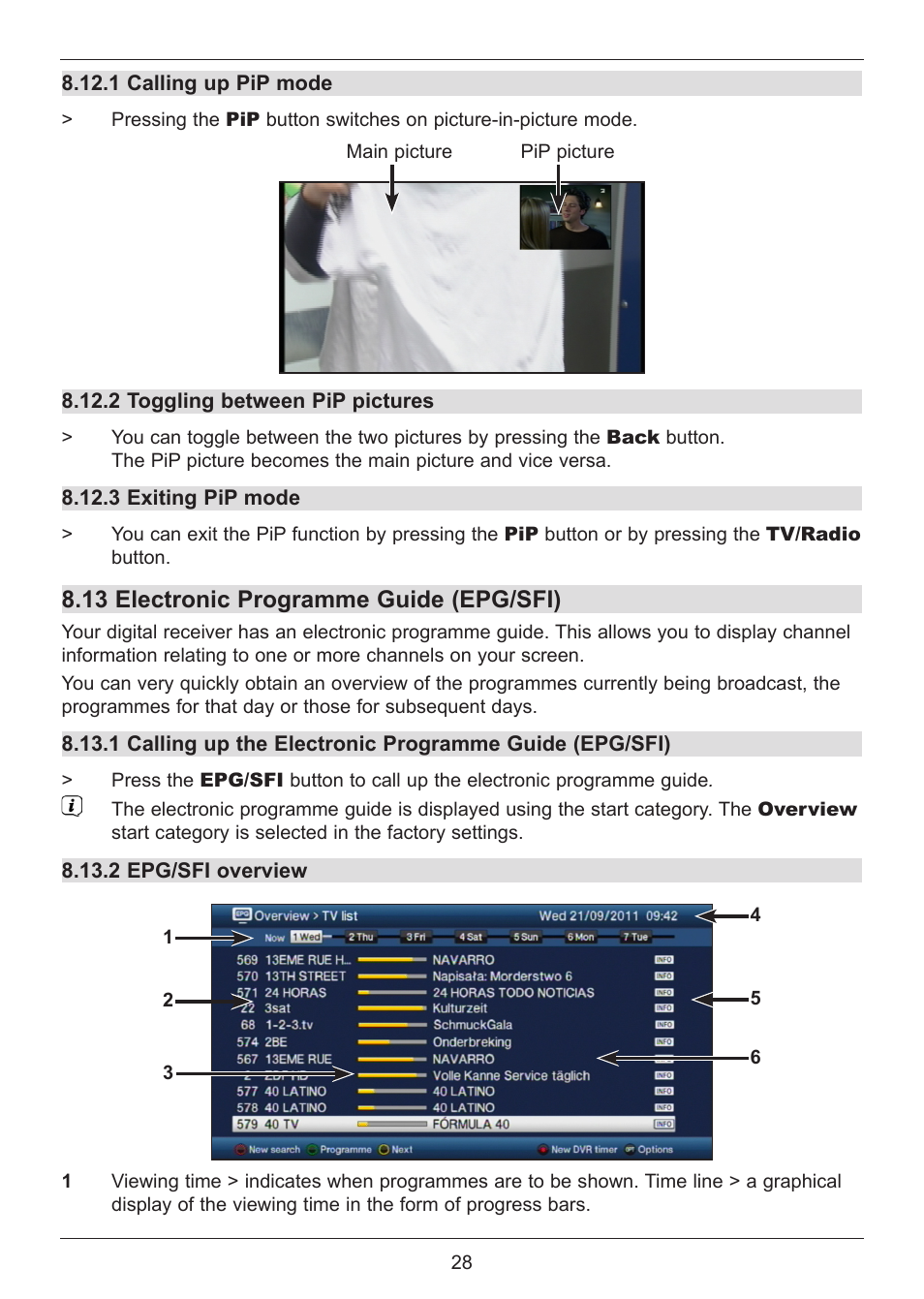 13 electronic programme guide (epg/sfi) | TechniSat DIGIT ISIO S User Manual | Page 28 / 48