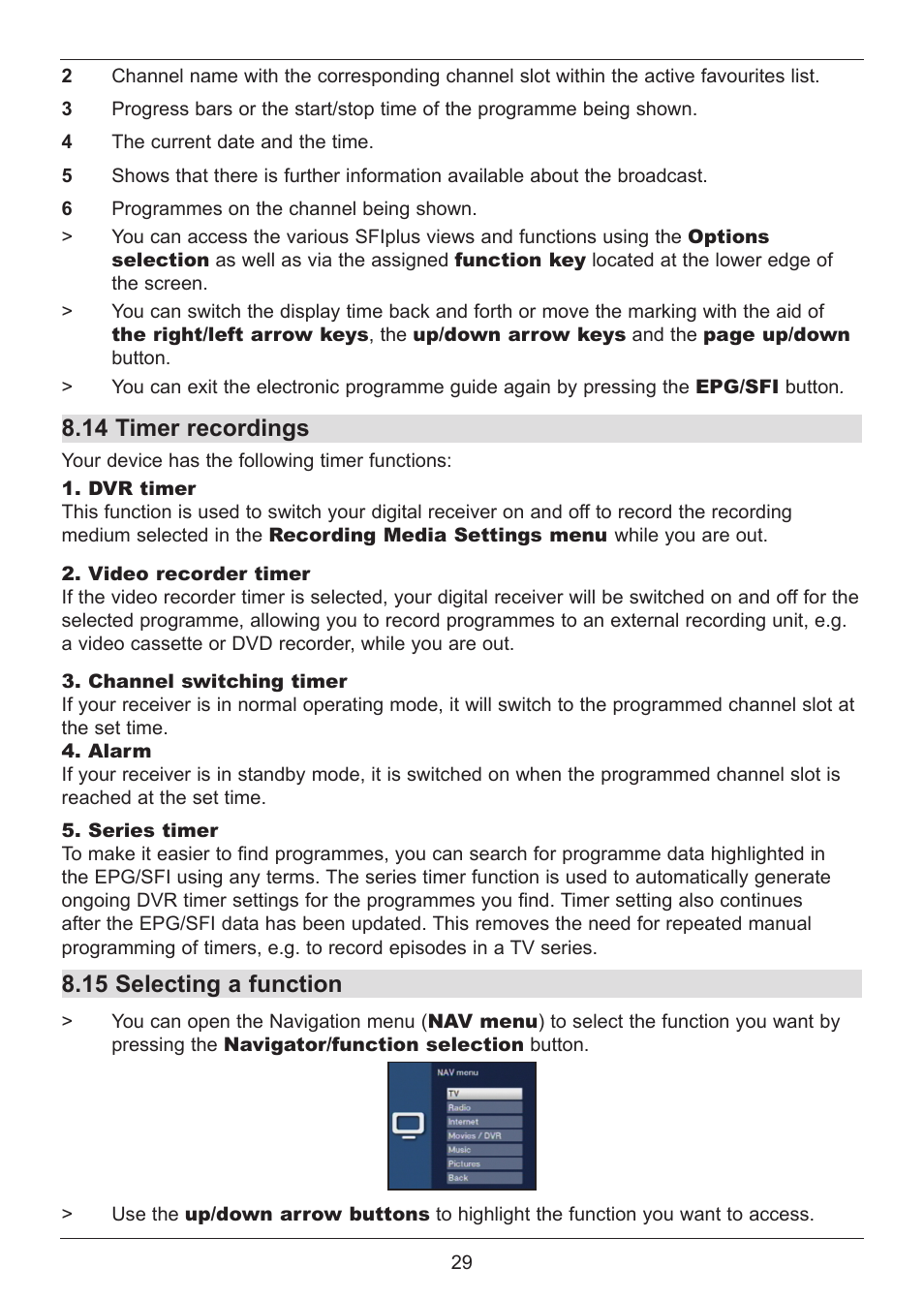 14 timer recordings, 15 selecting a function | TechniSat DIGIT ISIO S User Manual | Page 29 / 48