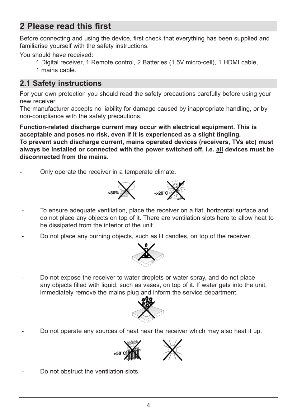 2 please read this first, 1 safety instructions | TechniSat DIGIT ISIO S User Manual | Page 4 / 48