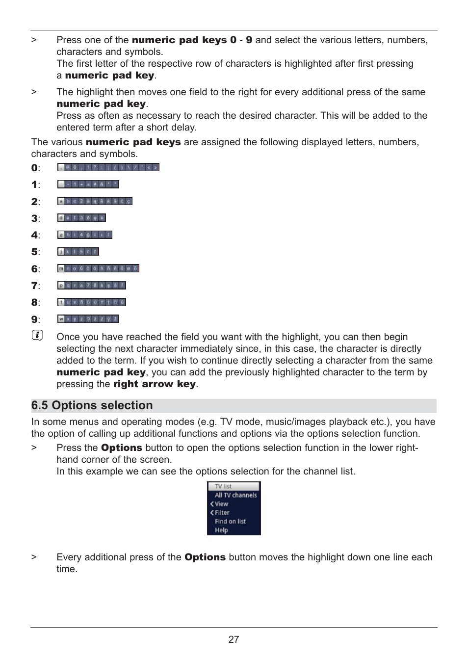 5 options selection | TechniSat DIGIT ISIO S2 User Manual | Page 27 / 48