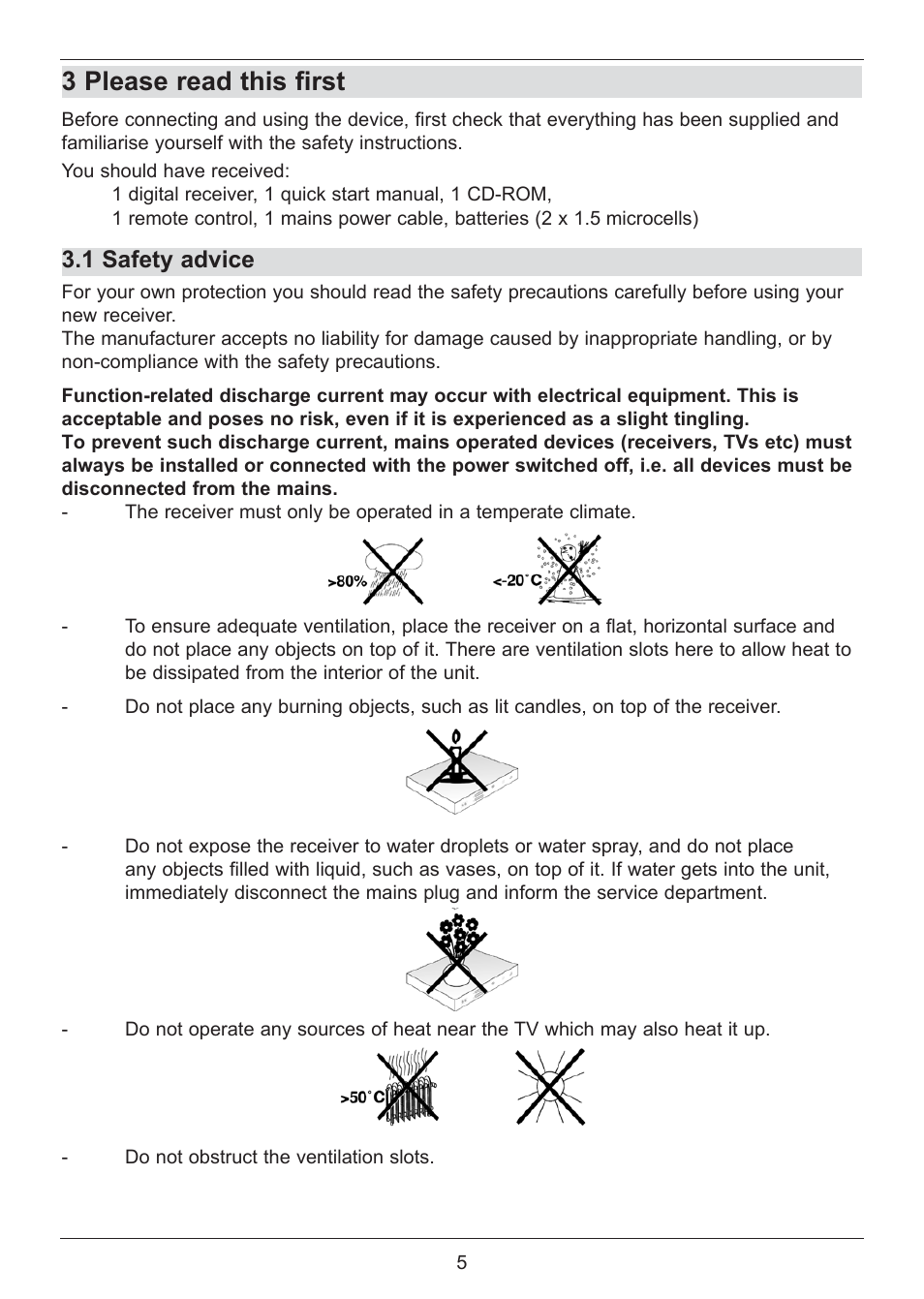 3 please read this first, 1 safety advice | TechniSat DIGIT ISIO S2 User Manual | Page 5 / 48