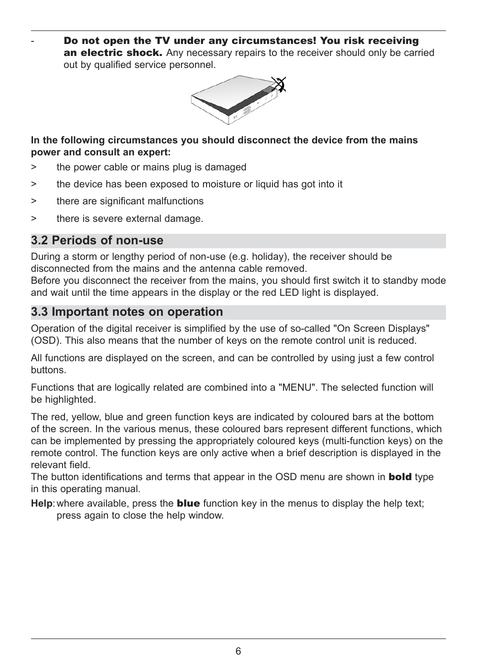 2 periods of non-use | TechniSat DIGIT ISIO S2 User Manual | Page 6 / 48
