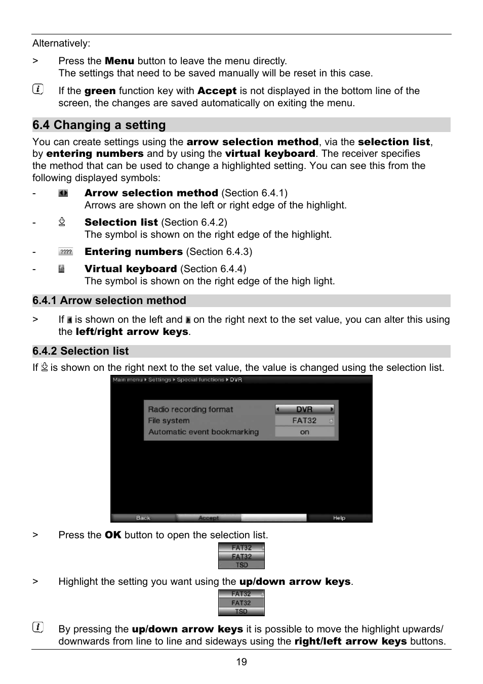 4 changing a setting | TechniSat TechniStar S2 User Manual | Page 19 / 48