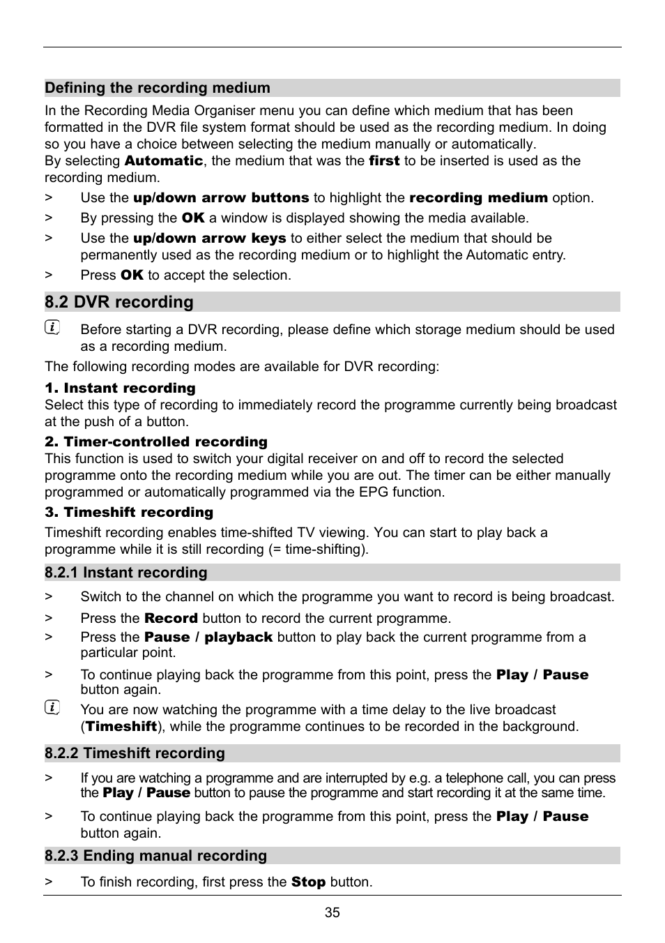 2 dvr recording | TechniSat TechniStar S2 User Manual | Page 35 / 48