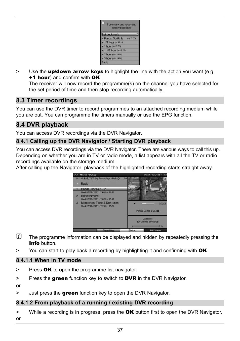 3 timer recordings, 4 dvr playback | TechniSat TechniStar S2 User Manual | Page 37 / 48