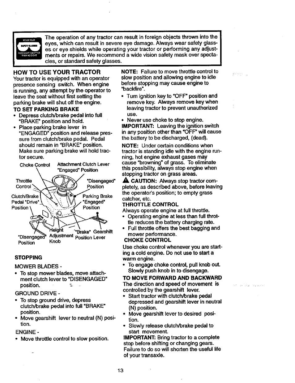 How to use your tractor | Craftsman 917.270770 User Manual | Page 13 / 60