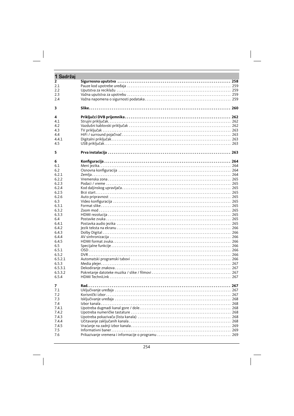 1 sadržaj | TechniSat DiGYBOXX HD CX User Manual | Page 254 / 304