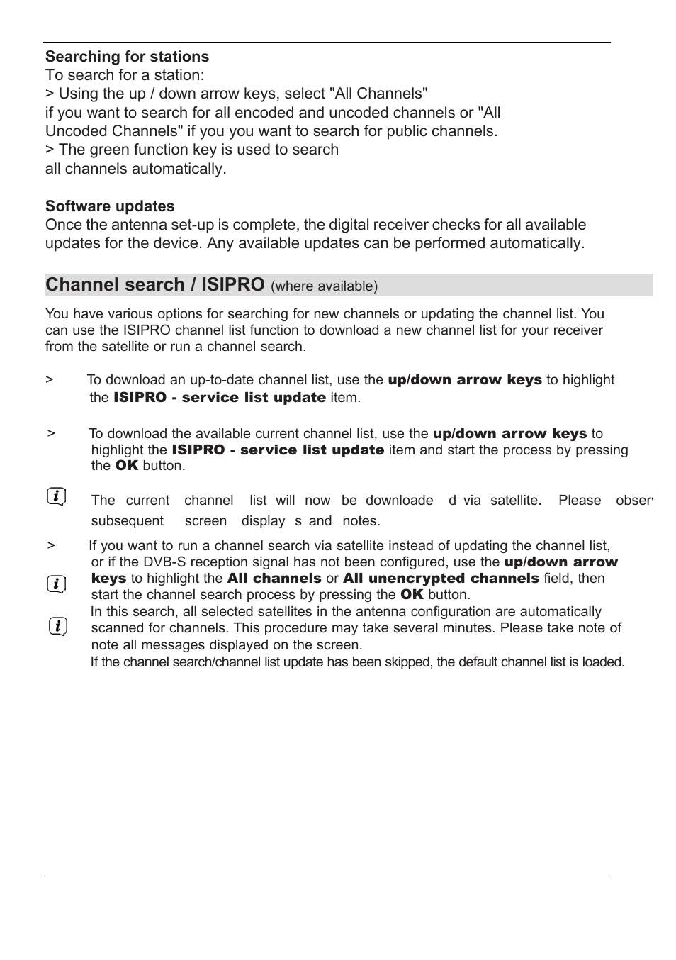 Channel search / isipro | TechniSat TechniStar K2 ISIO User Manual | Page 11 / 36