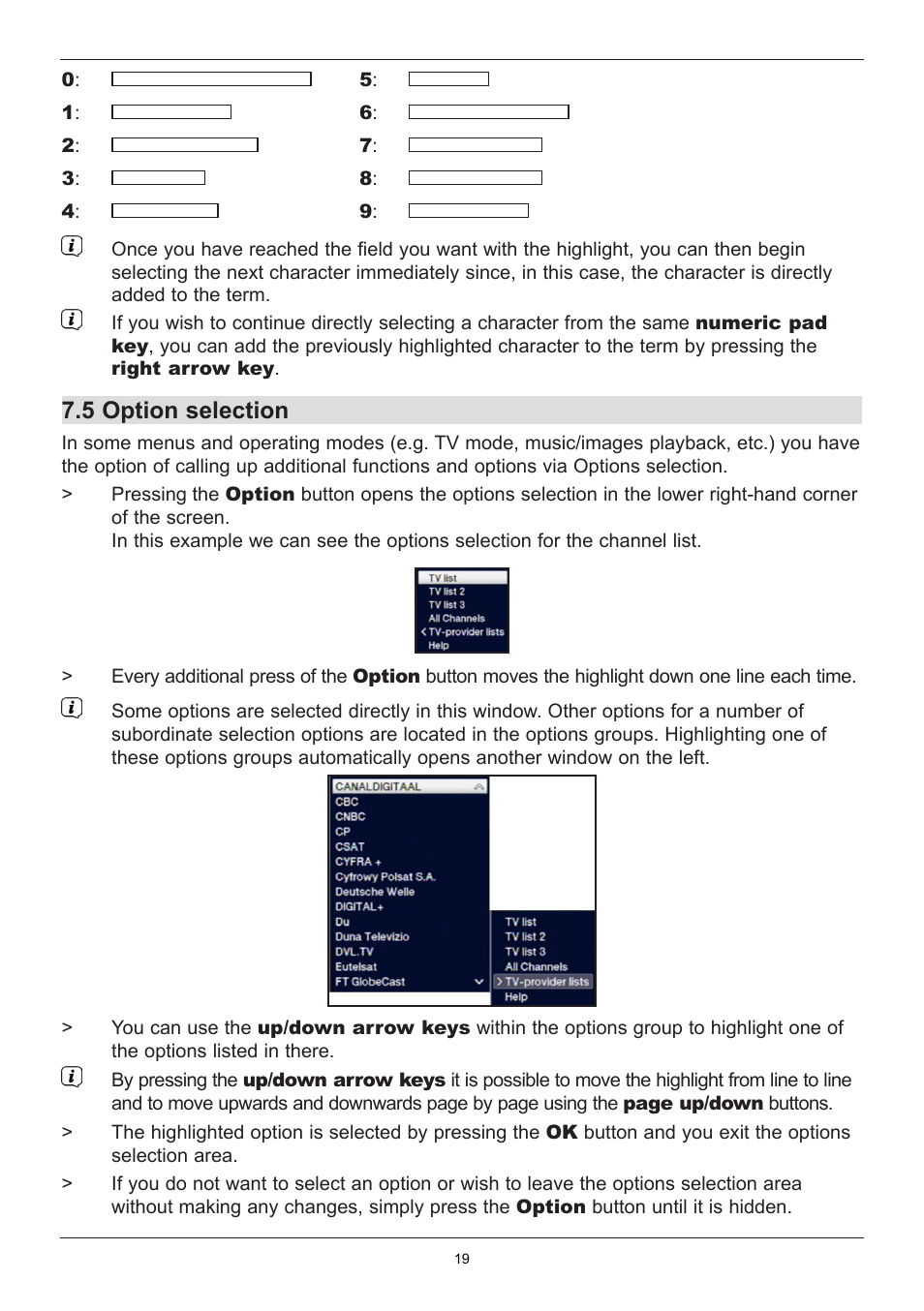 5 option selection | TechniSat TechniStar K2 ISIO User Manual | Page 19 / 36