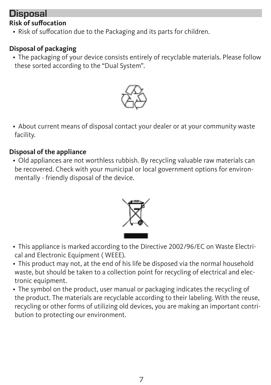 Disposal | TechniSat DigitRadio 300 User Manual | Page 7 / 20
