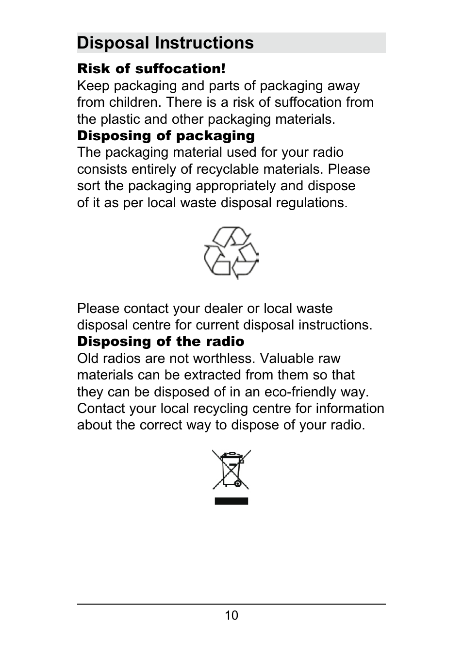 Disposal instructions | TechniSat DigitRadio 250 User Manual | Page 10 / 32