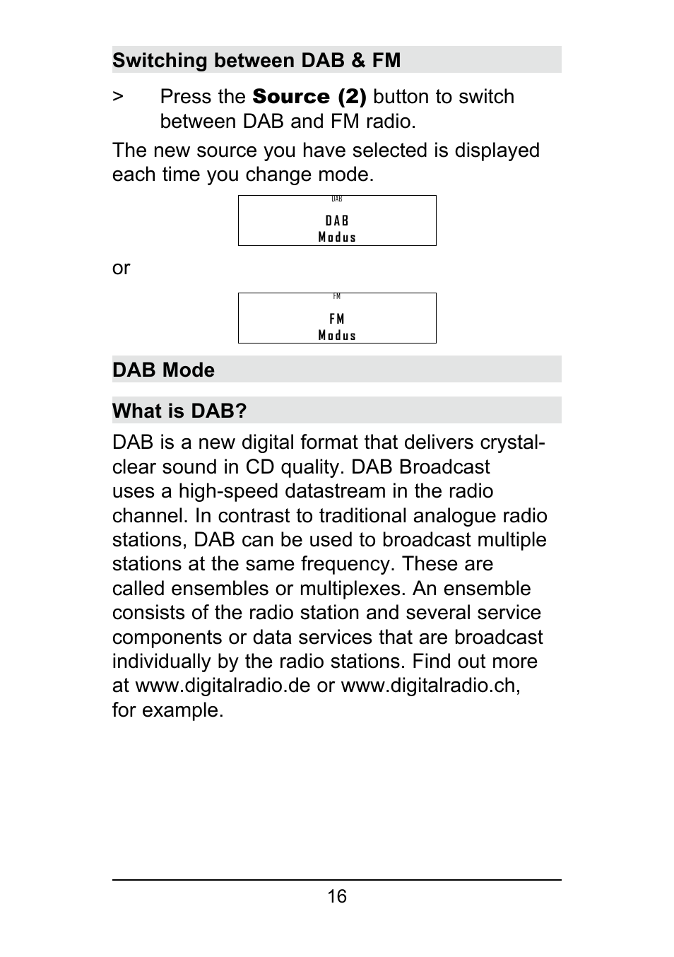 TechniSat DigitRadio 250 User Manual | Page 16 / 32