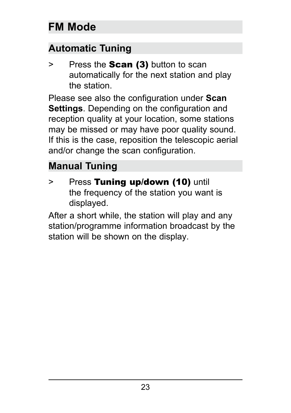 Fm mode | TechniSat DigitRadio 250 User Manual | Page 23 / 32