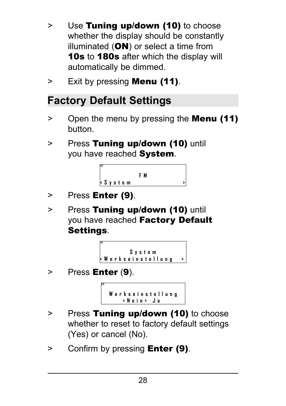 Factory default settings | TechniSat DigitRadio 250 User Manual | Page 28 / 32